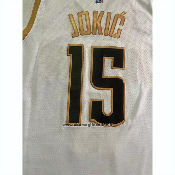 Maglia Denver Nuggets Nikola Jokic #15 Citta 2023 NBA Finals Bianco